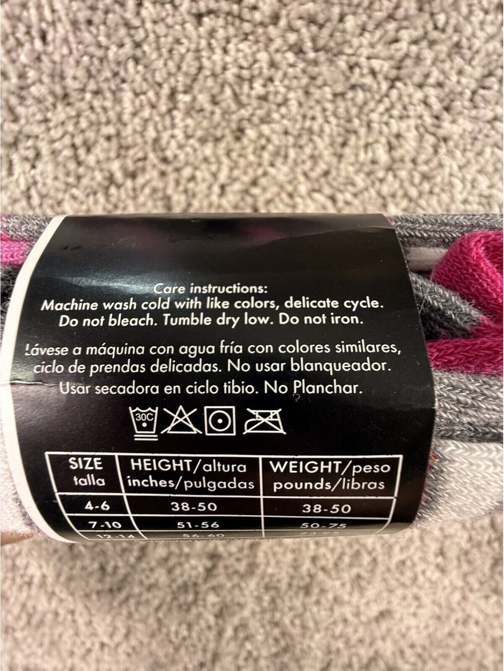 2 Pairs George Pink Grey White Striped Heavyweight Tights Girl’s Size 7-10 - Picture 2 of 4